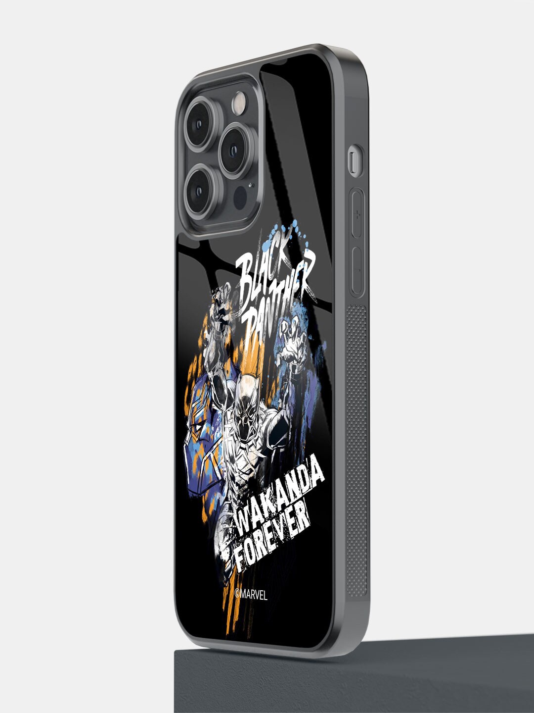 

macmerise Black Panther Sketch Design iPhone 14 Pro Max Glass Phone Back Case