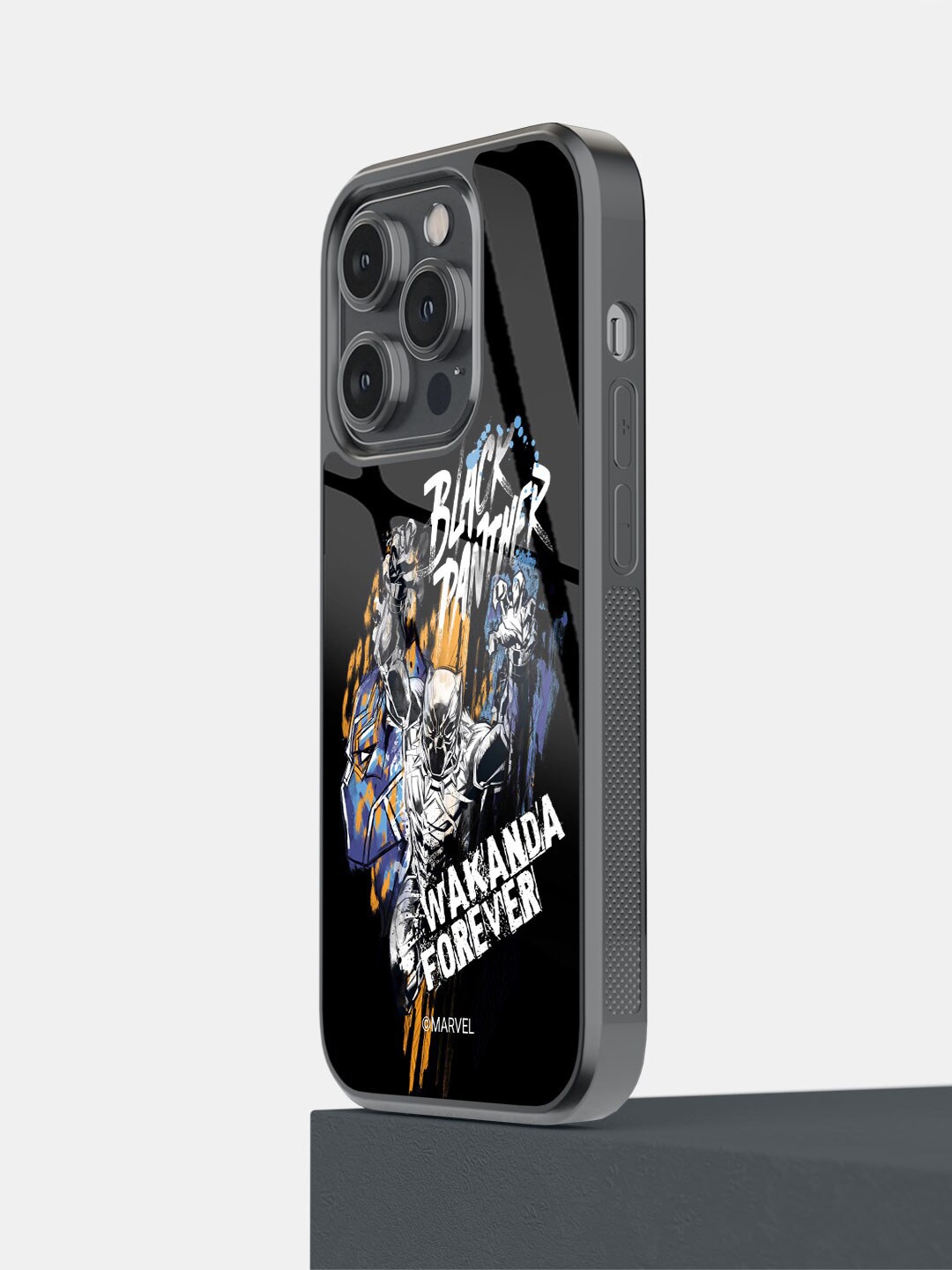 

macmerise Black Panther Sketch Design iPhone 14 Pro Glass Phone Back Case