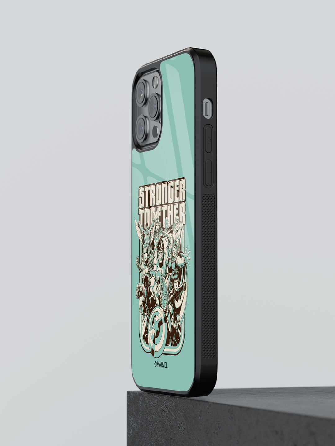 

macmerise Stronger Together Sketch Printed iPhone 12 Pro Max Glass Phone Back Cover, Teal
