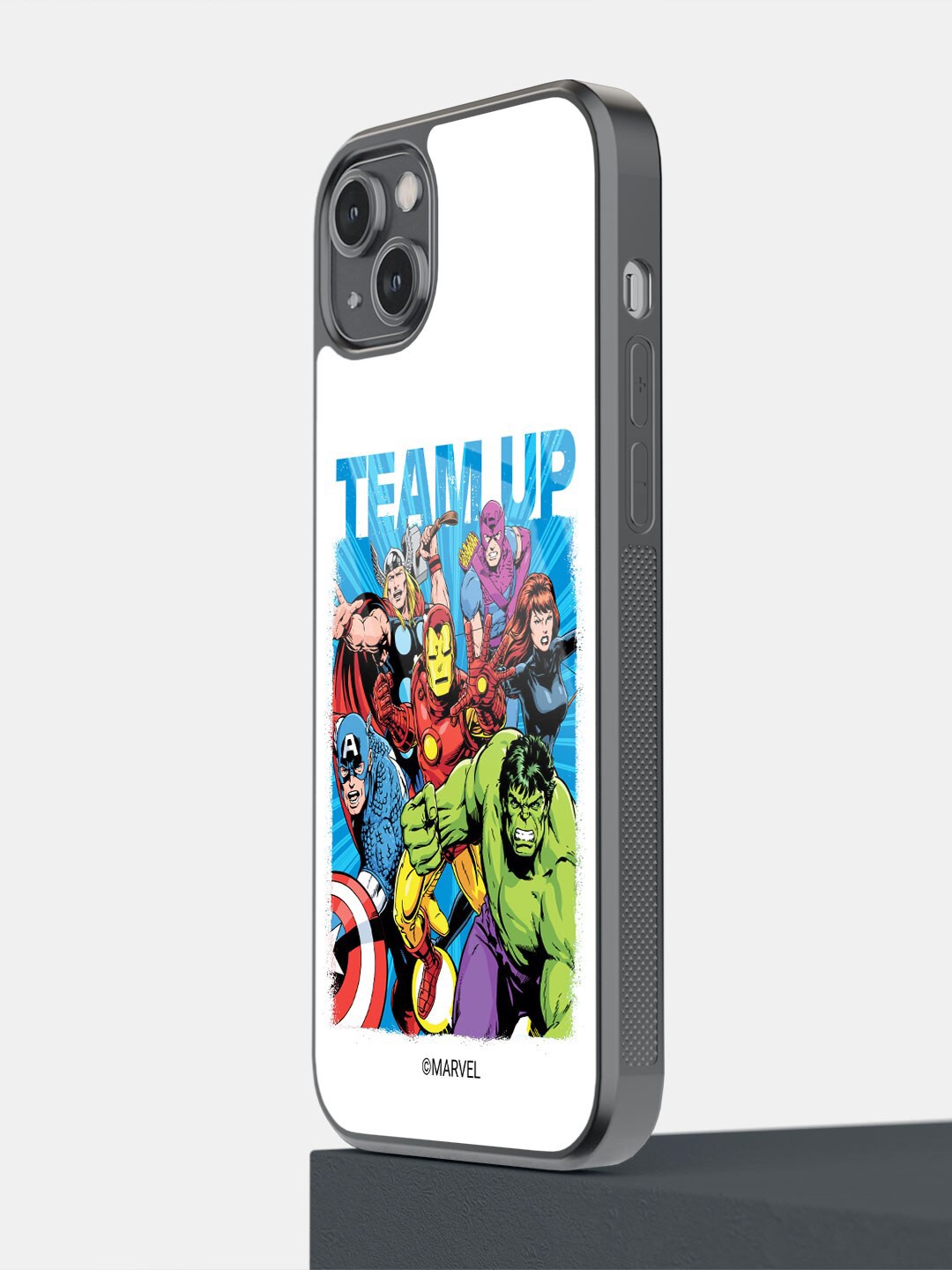 

macmerise Team Up Design iPhone 14 Plus Mobile Glass Case, White