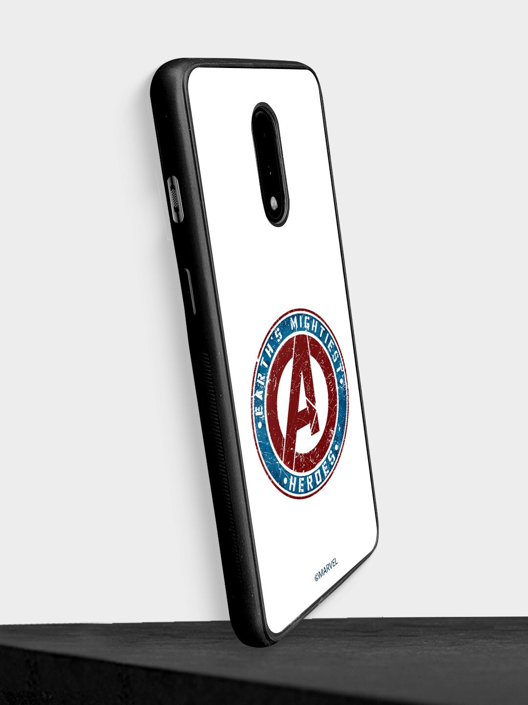 

macmerise Earth's Mightiest Badge Design OnePlus 7 Glass Phone Back Case, White