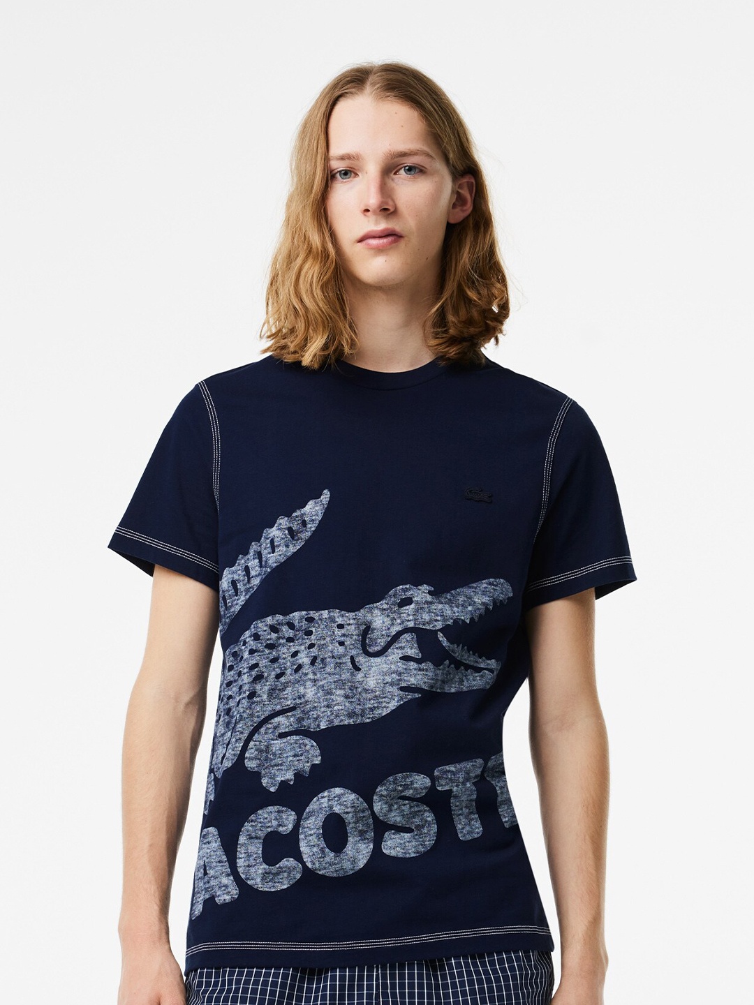 

Lacoste Graphic Printed Pure Cotton T-shirt, Navy blue