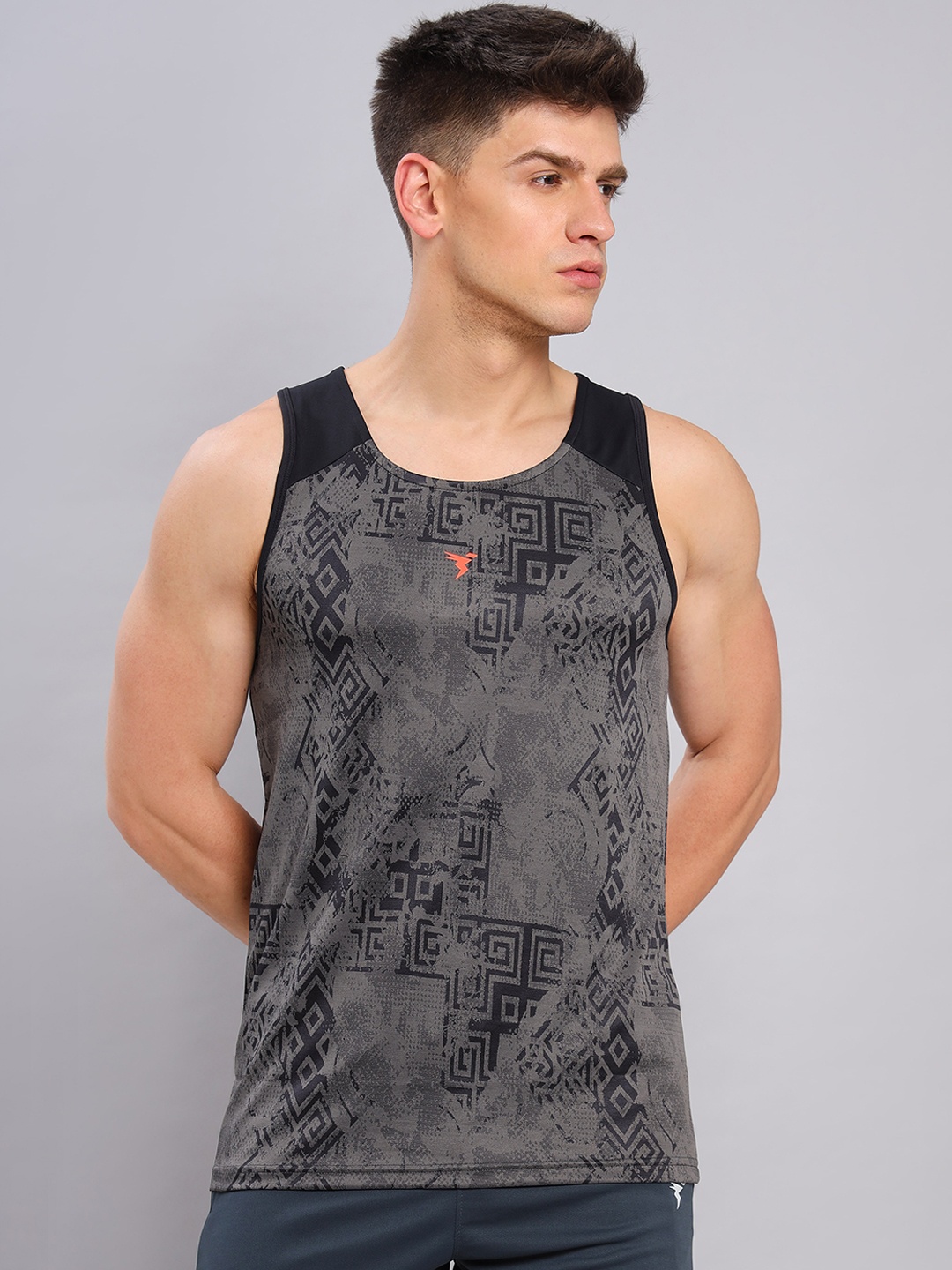 

Technosport Printed Antimicrobial Gym Innerwear Vests, Black