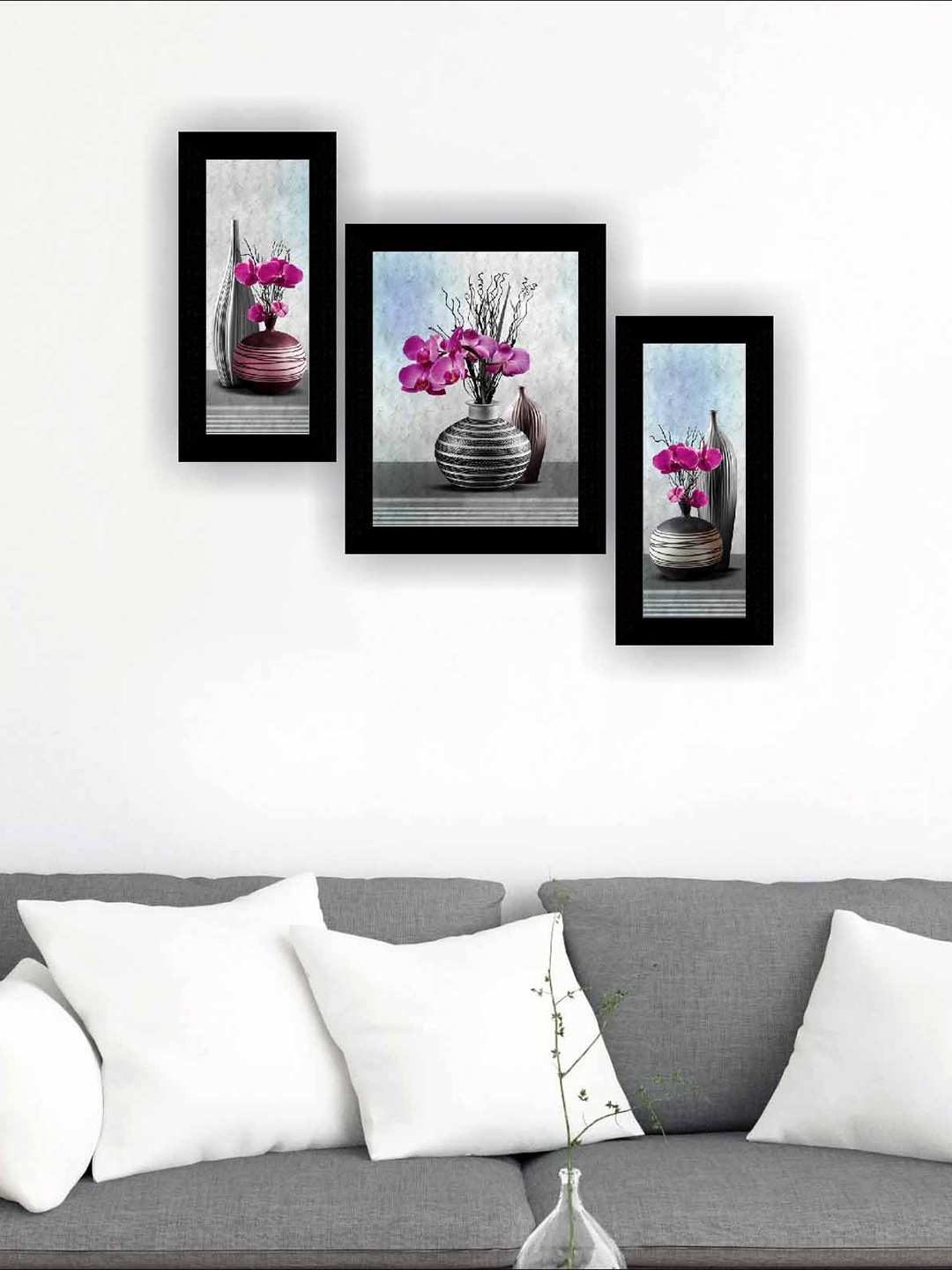 

SAF Black & Purple 3-Pieces Flower Pot Modern Art Framed Wall Art