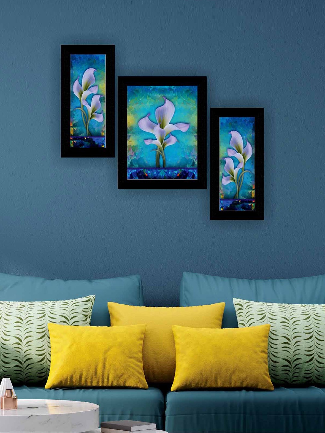 

SAF Black & Blue 3 Pieces Flower Pots Waterproof Wall Art