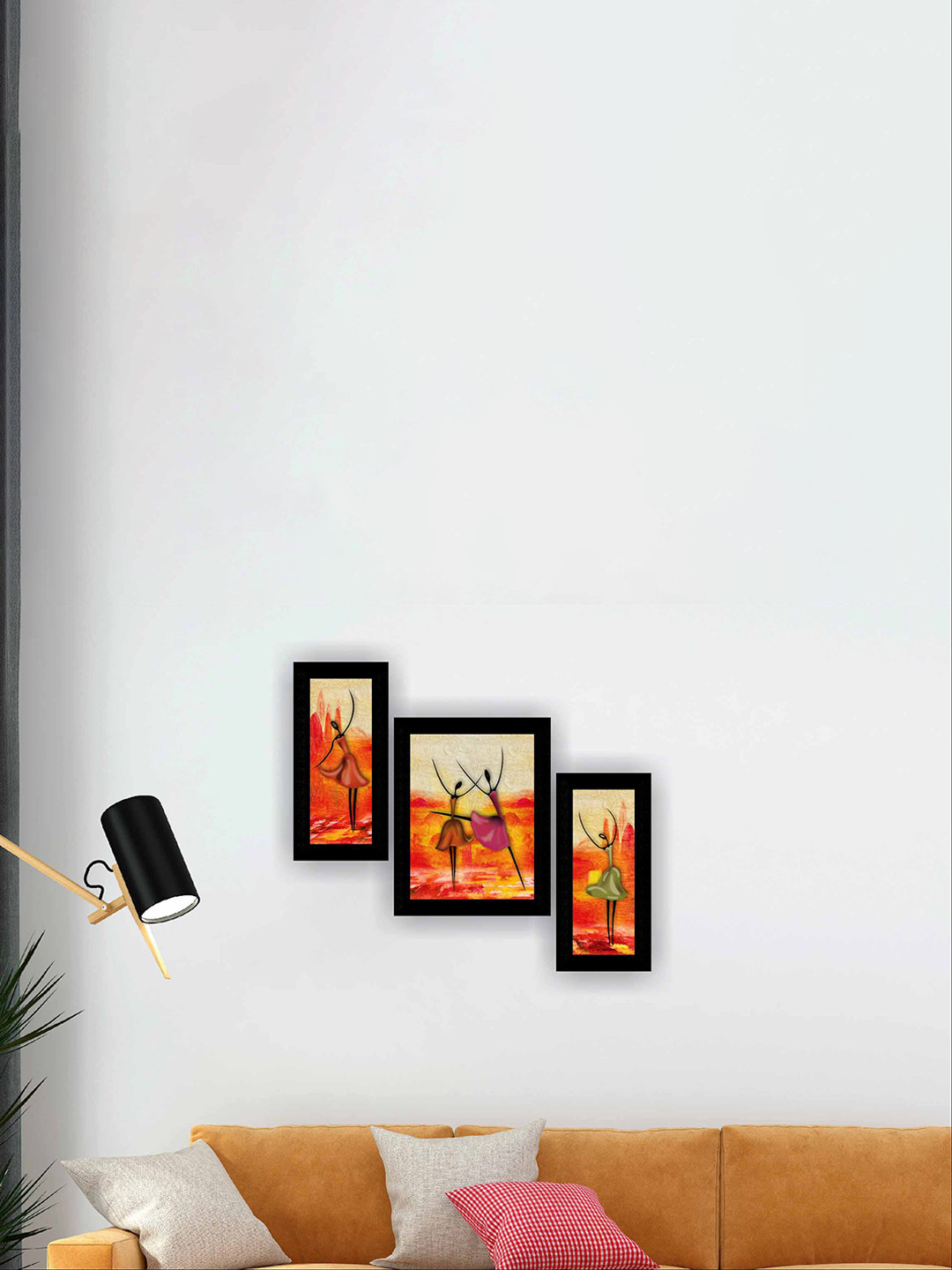 

SAF Orange Coloured & Black 3 Pieces Modern Art Painting Wall Art
