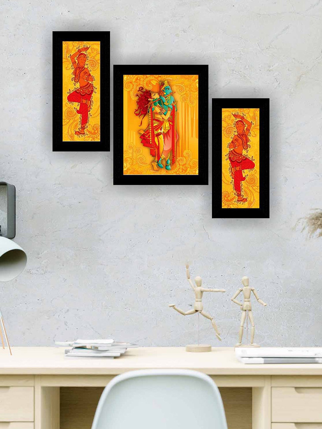 

SAF Red & Yellow 3 Pieces Modern Framed Painting Wall Art