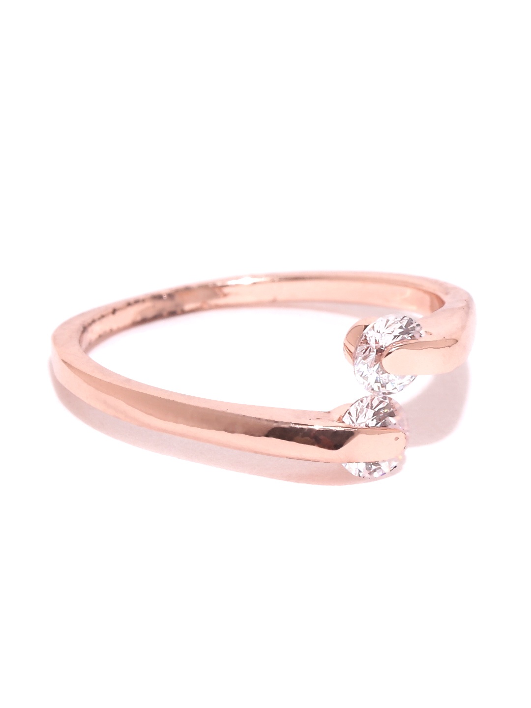 

OOMPH Rose Gold-Toned CZ Stone-Studded Ring