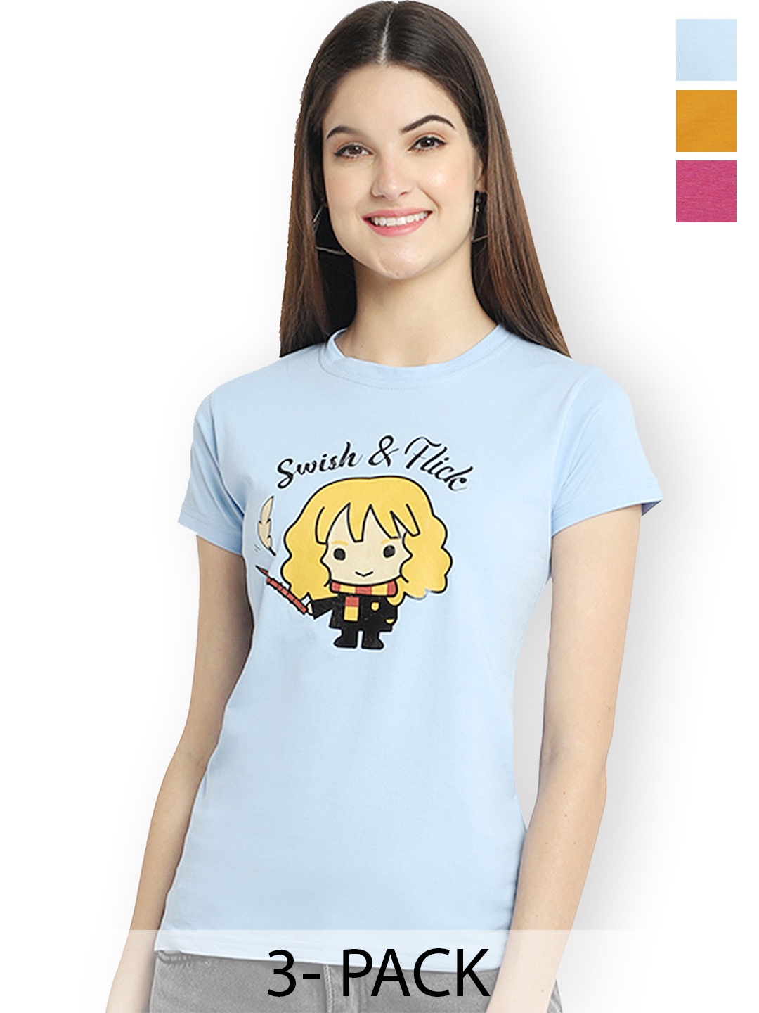 

Fabflee Women Multicoloured 3 Printed T-shirt, Multi
