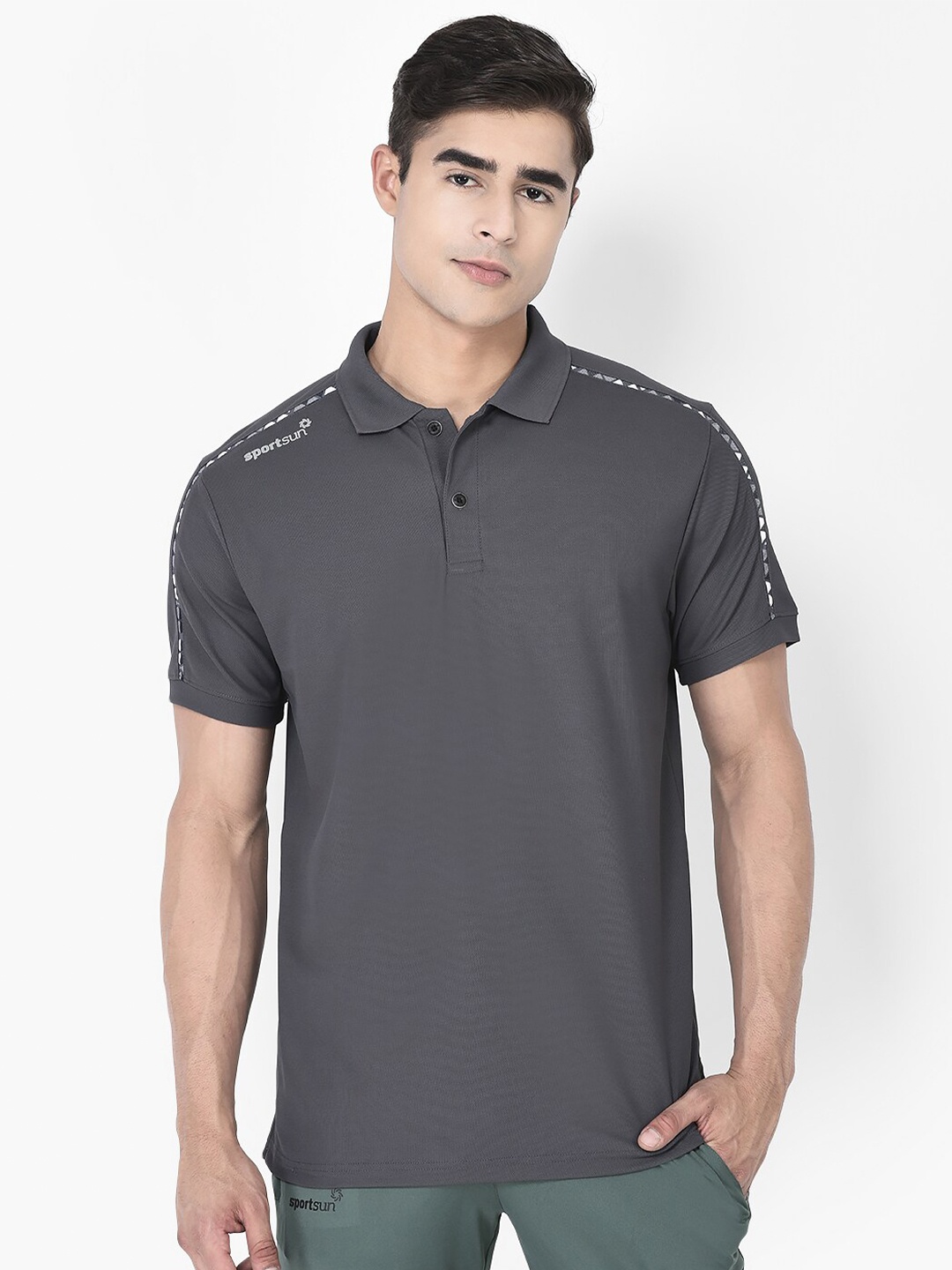 

SPORT SUN Polo Collar Dri FIT T-shirt, Grey