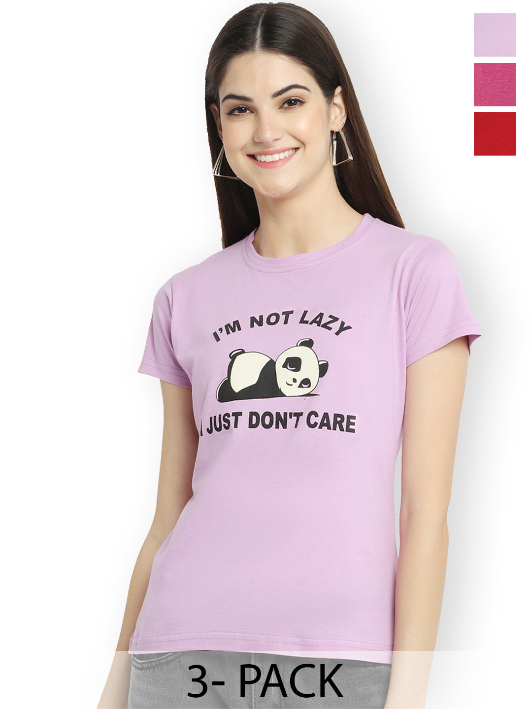 

Fabflee Women Multicoloured 3 Printed T-shirt, Multi