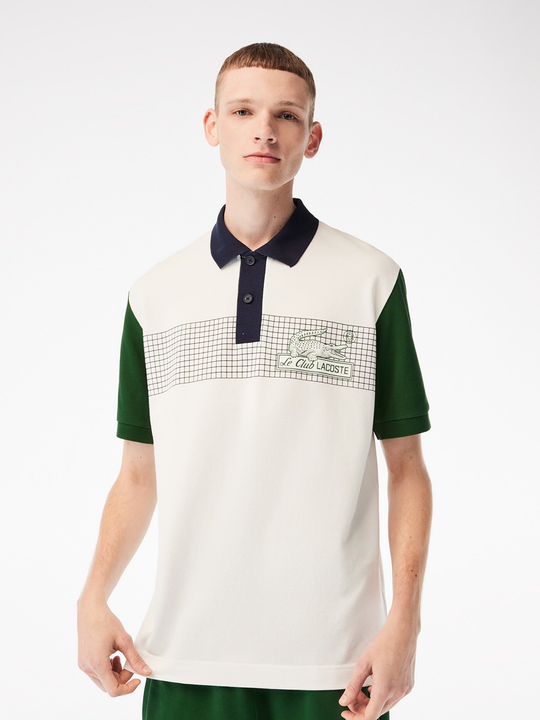 

Lacoste Polo Collar Pure Cotton Loose T-shirt, Off white
