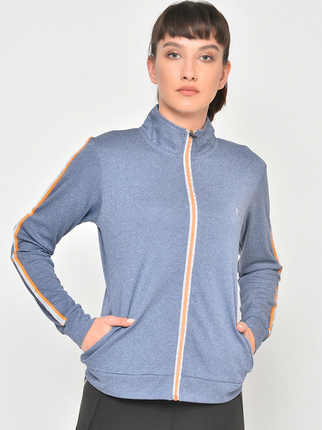 PERFKT-U Stand Collar Windcheater Training or Gym Sporty Jacket, Blue