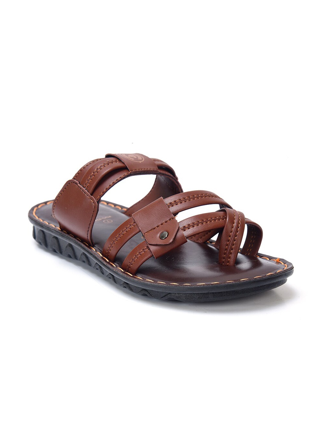 

Ajanta Men Textured Open Toe Comfort Sandals, Tan