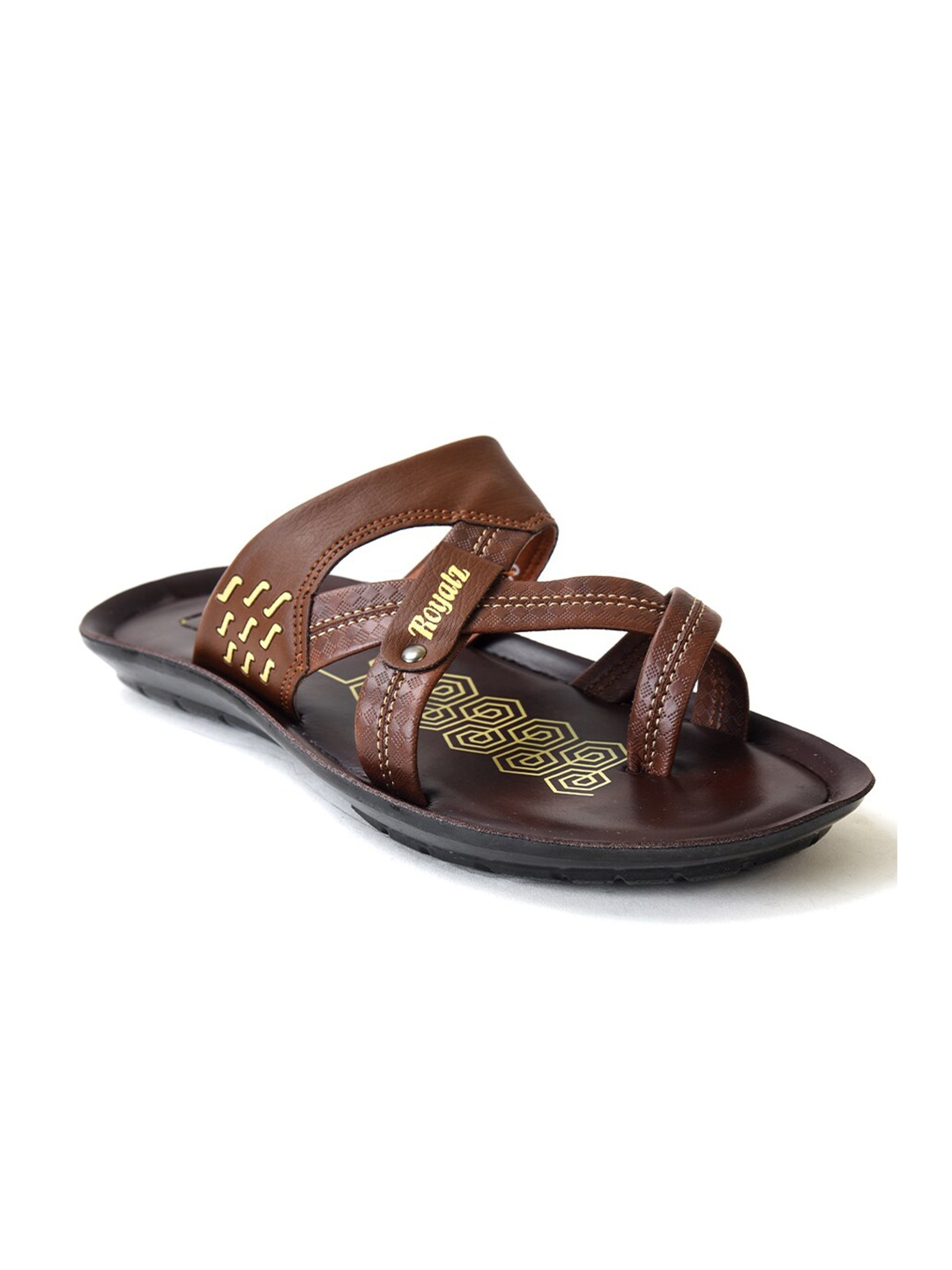 

Ajanta Men Textured Comfort Sandals, Brown