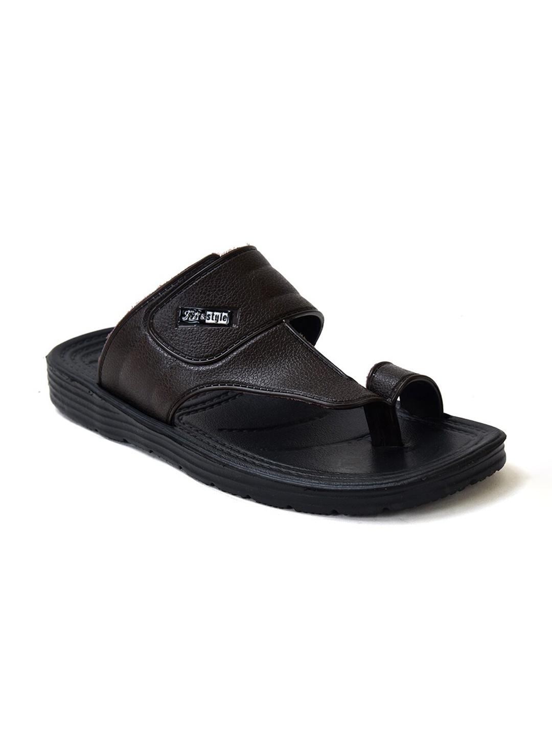 

Ajanta Men One Toe Comfort Sandals, Black