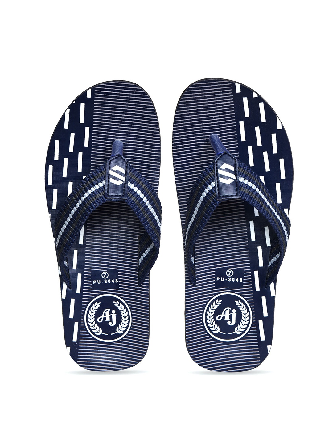 

Ajanta Men T-Straps Printed Thong Flip-Flops, Blue