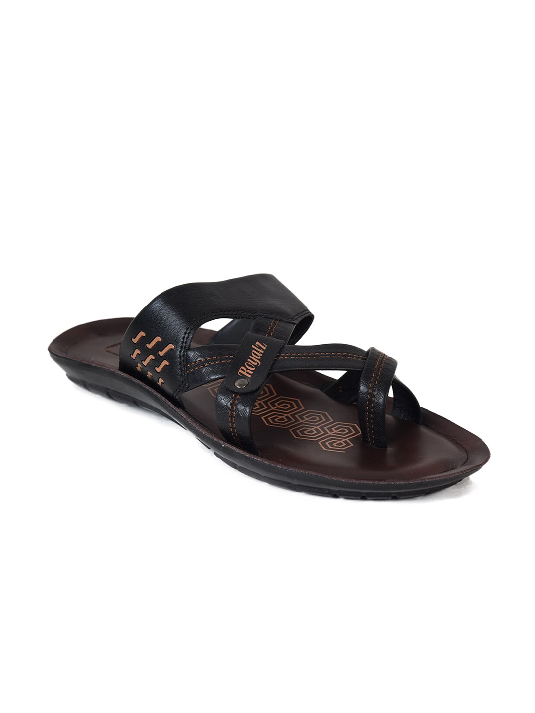 

Ajanta Men Textured Comfort Sandals, Black