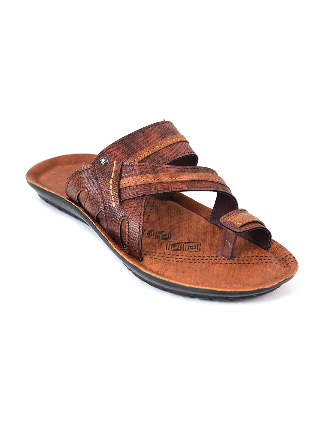 

Ajanta Men Textured Comfort Sandals, Brown