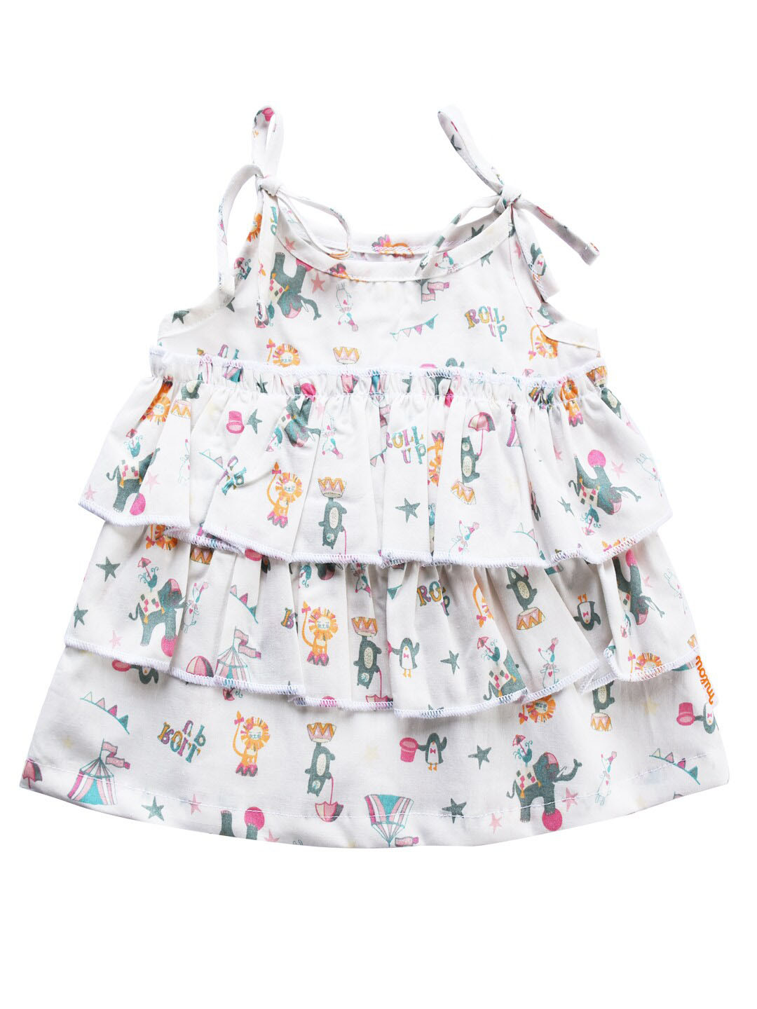 

milou Girls Conversational Printed Layered Cotton Tiered Top, White