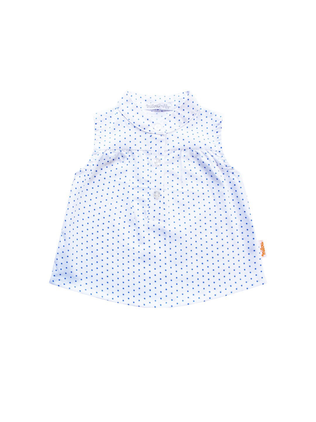 

milou Girls Polka Dot Printed Sleeveless High Neck Cotton Top, White