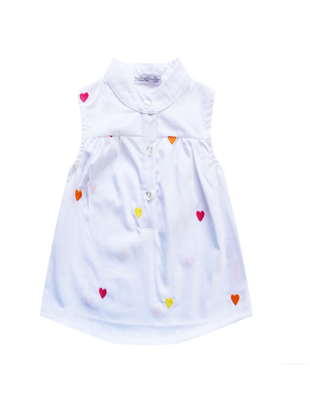 

milou Girls Conversational Printed High Neck Sleeveless Cotton Top, White