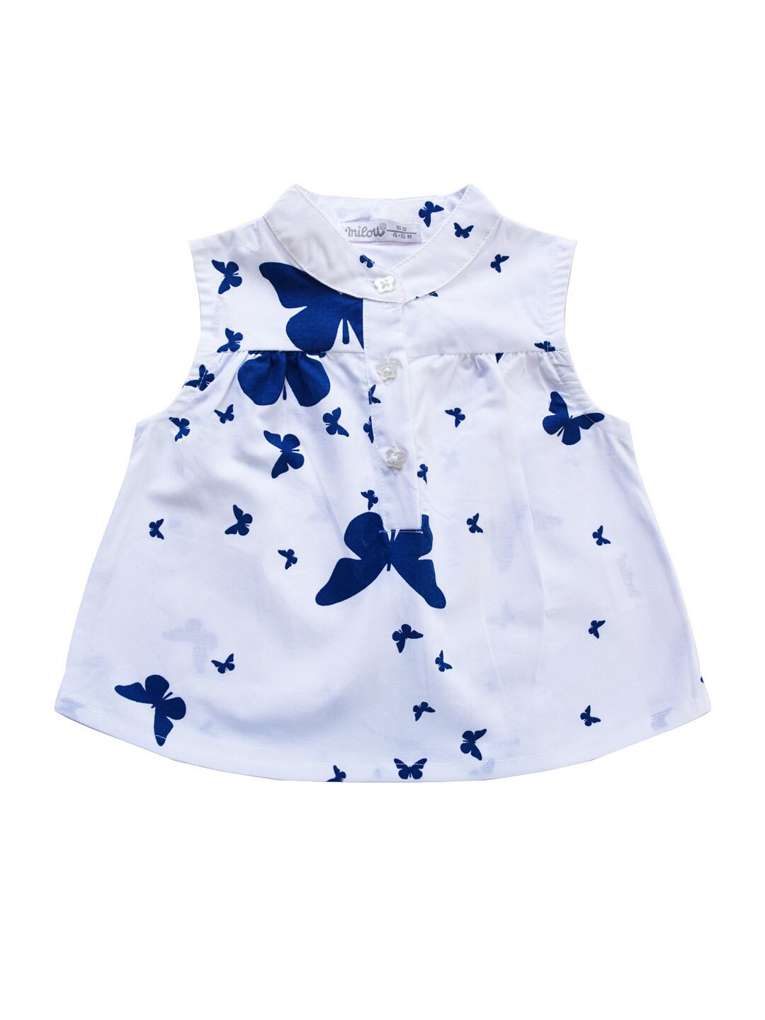 

milou Girls Conversational Printed High Neck Sleeveless Cotton Top, White