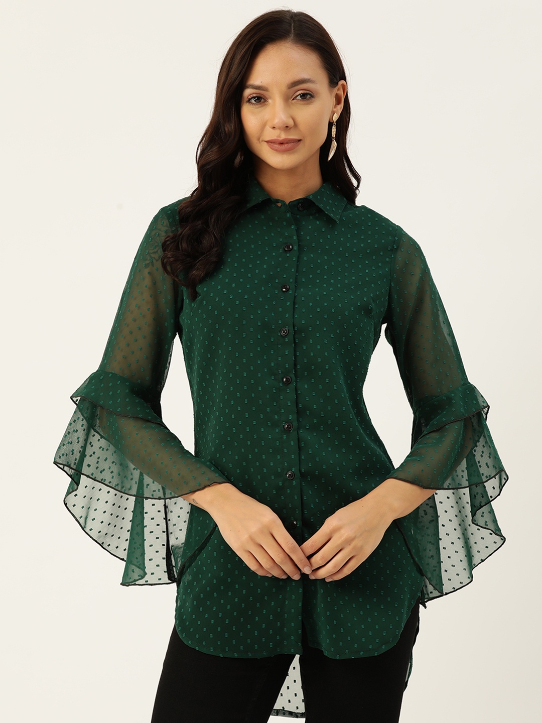

Deewa Shirt Collar Tunic, Green