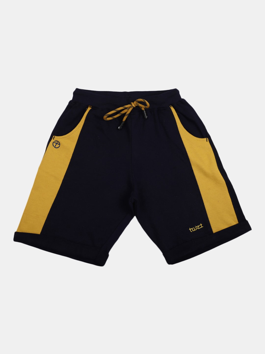 

V-Mart Boys Colourblocked Mid-Rise Knee Length Cotton Shorts, Black