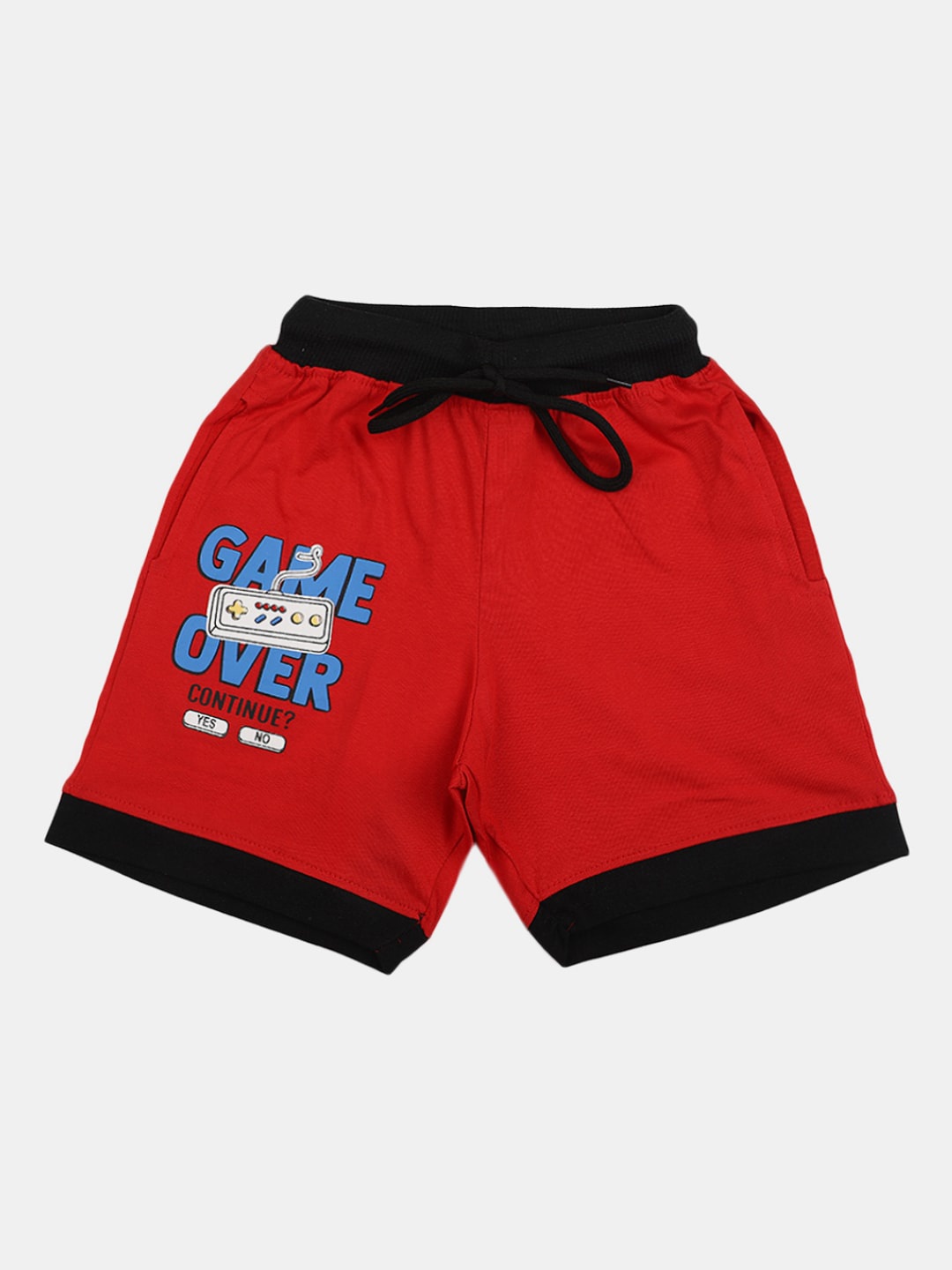 

V-Mart Boys Typography Printed Mid-Rise Knee Length Cotton Shorts, Red