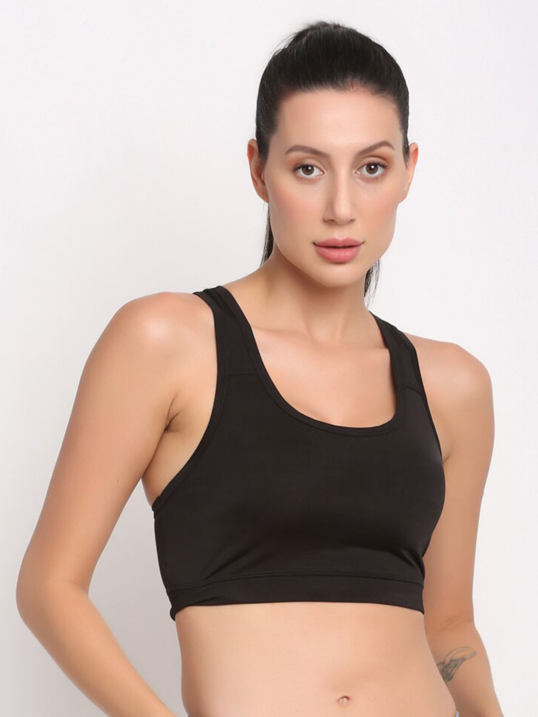 

PERFKT-U Non Padded Full Coverage All Day Comfort Rapid-Dry Seamless Sports Bra, Black