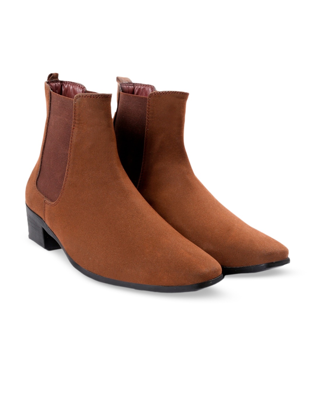 

Bxxy Men Textured Height Increasing Casual Chelsea Block Boots, Brown