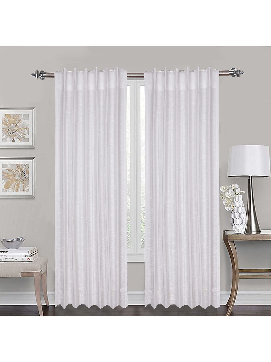 

Lushomes White 2 Pieces Pure Slub Cotton Door Curtain