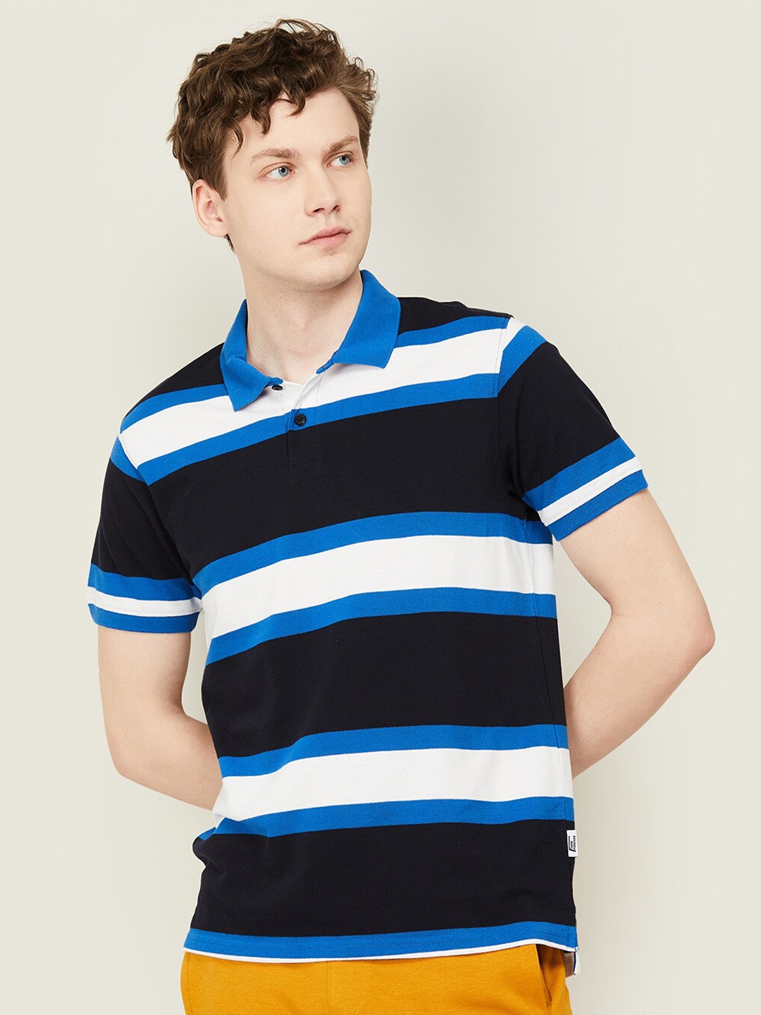 

Fame Forever by Lifestyle Striped Polo Collar T-shirt, Navy blue