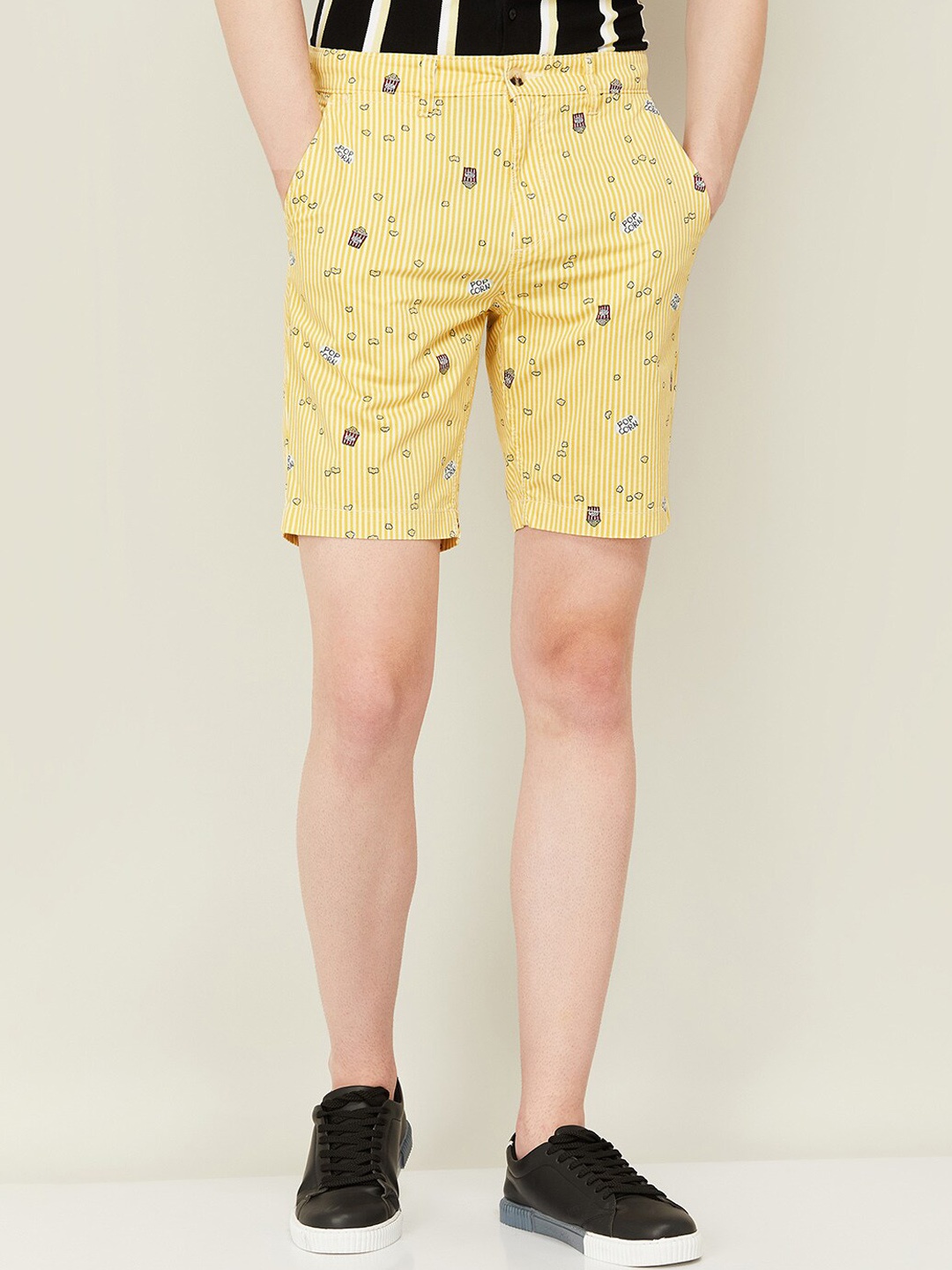 

Fame Forever by Lifestyle Men Conversational Printed Cotton Regular Shorts, Yellow