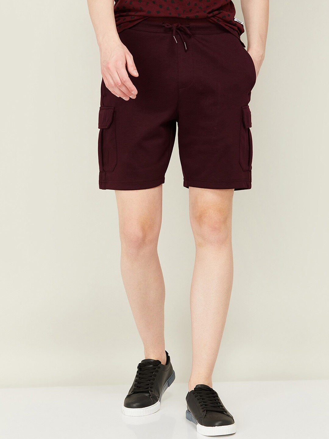 

Fame Forever by Lifestyle Mid-Rise Regular Fit Cargo Shorts, Burgundy