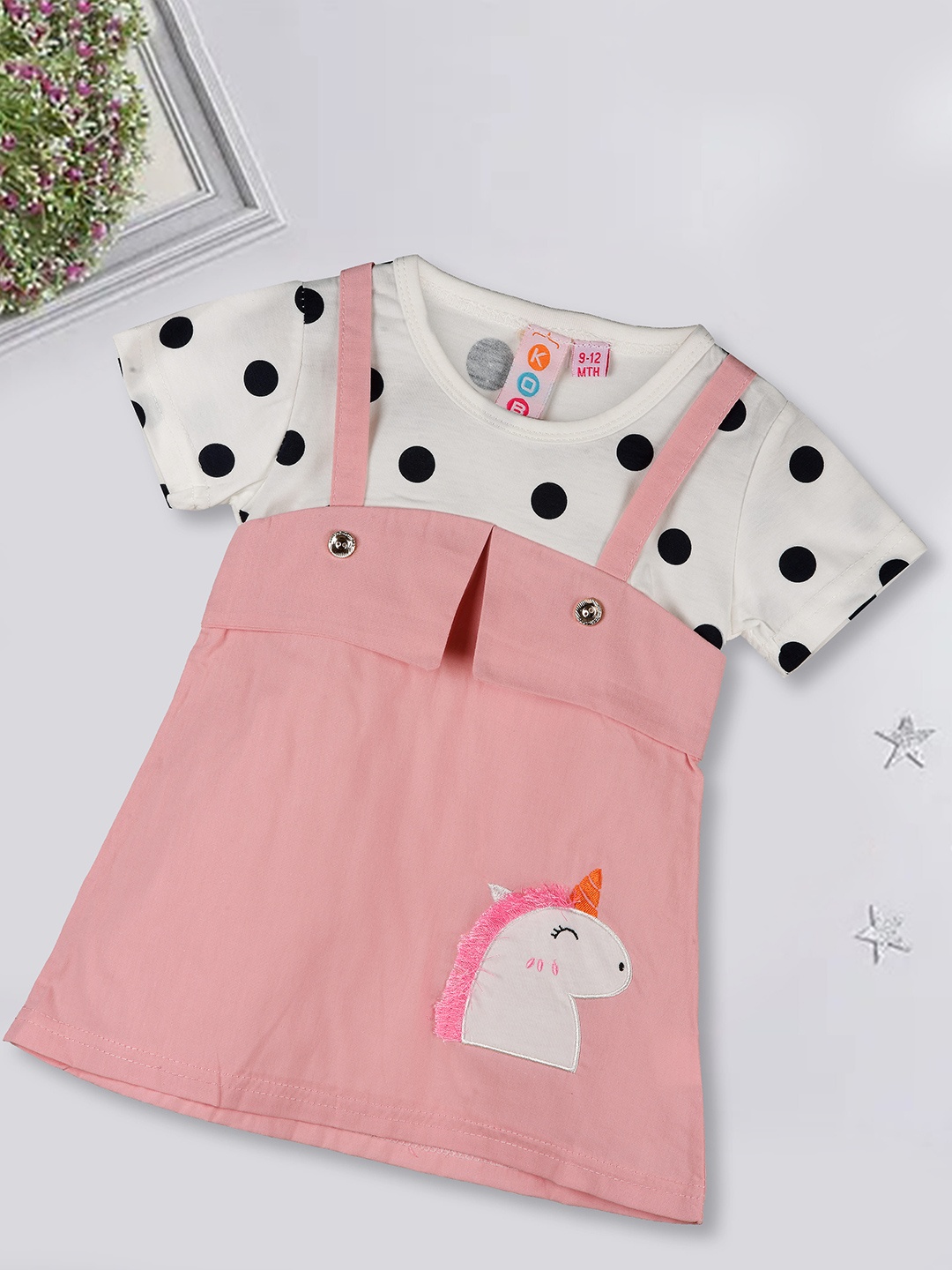

Kids On Board Infant Girls Round Neck Cotton A-Line Dress, Pink
