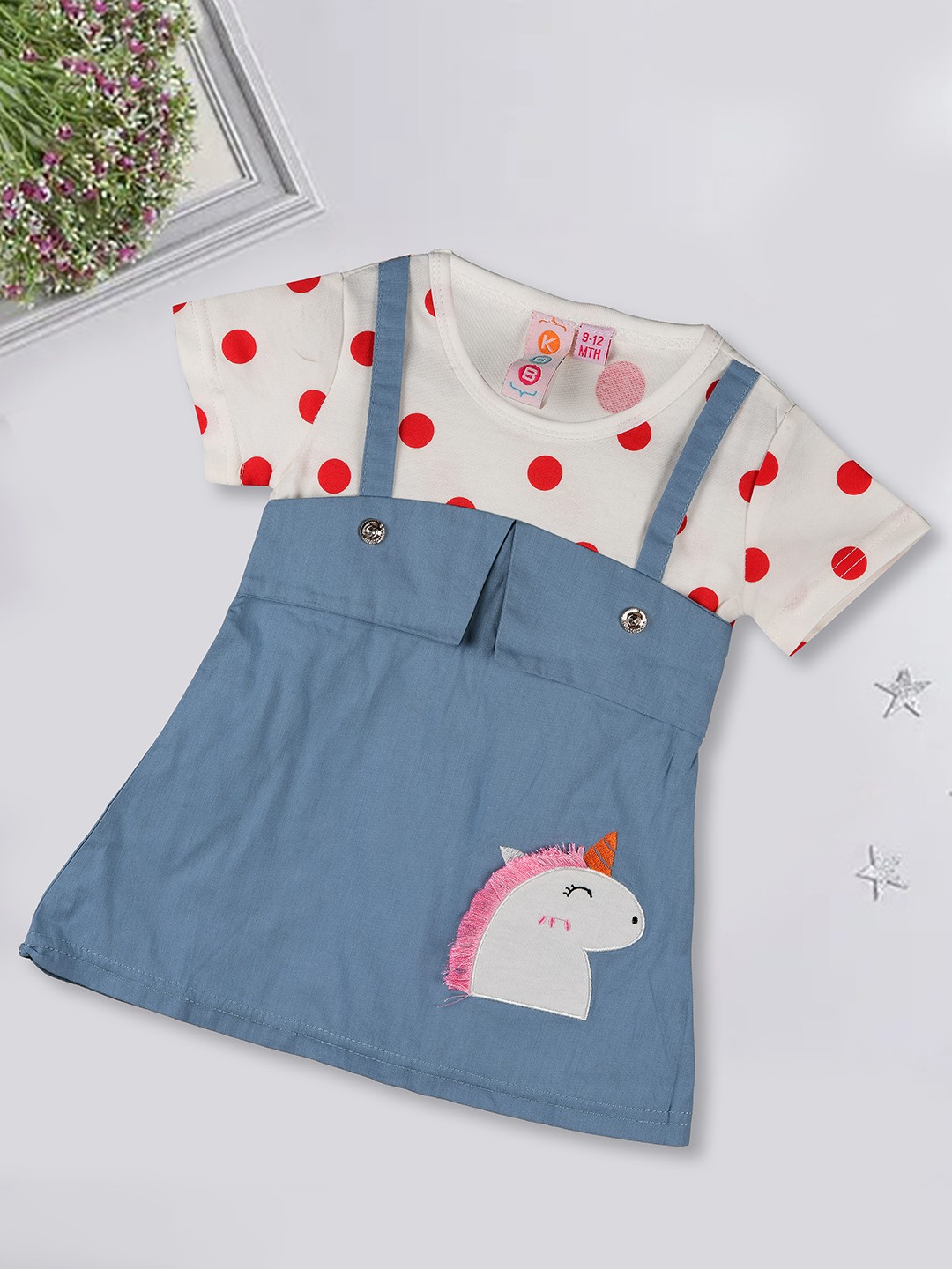 

Kids On Board Infant Girls Round Neck Cotton A-Line Dress, Grey