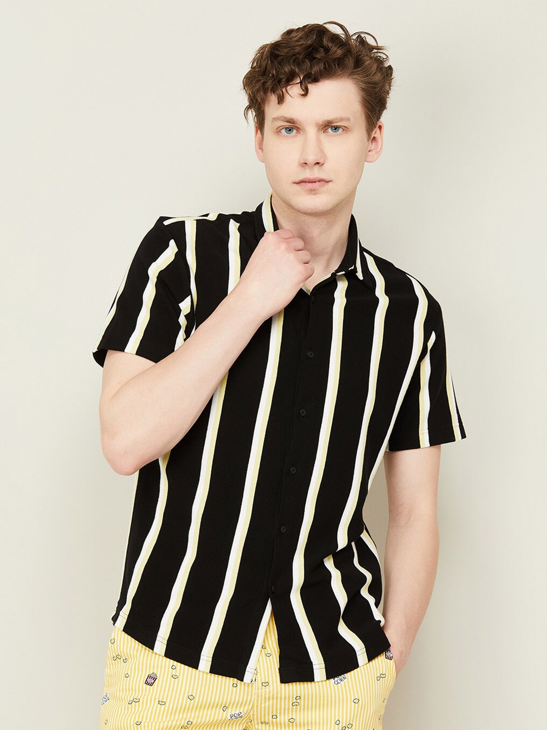 

Bossini Slim Fit Vertical Striped Casual Shirt, Black