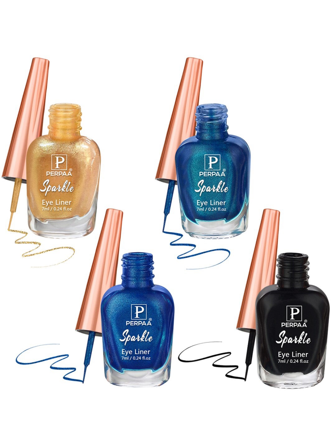 

PERPAA Set of 4 Sparkle Absolute Shine Long Lasting Waterproof Eyeliner - 7 ml each, Yellow