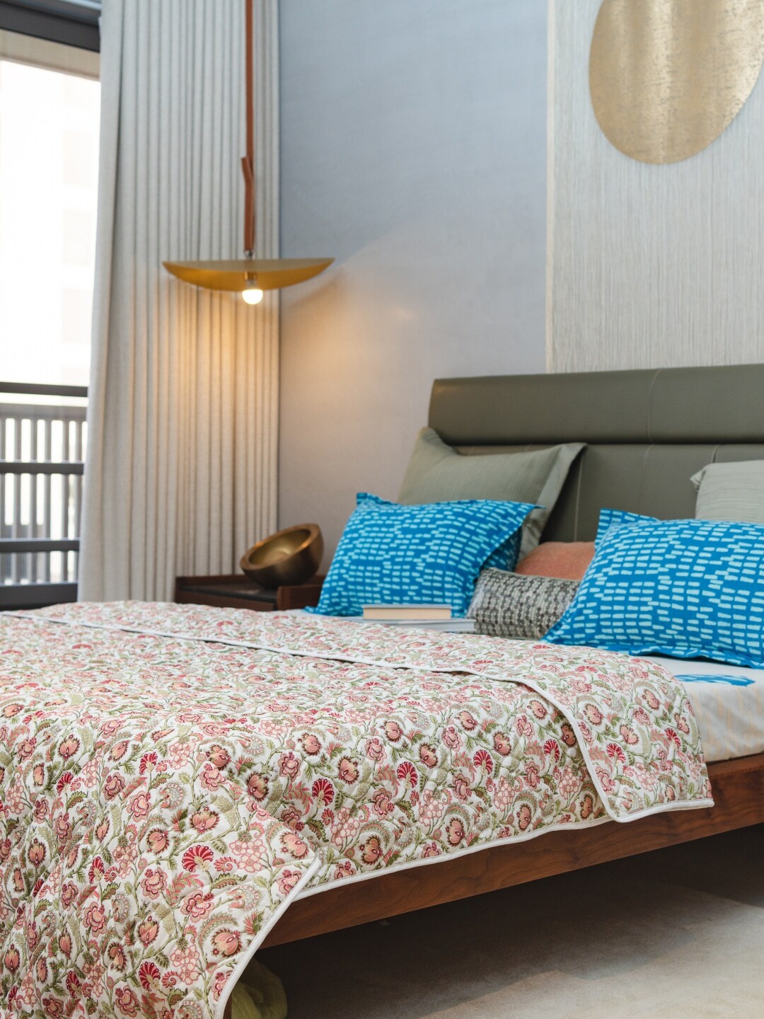 

URBAN SPACE Floral Print Pure Cotton AC Room Double Bed Blanket, Cream