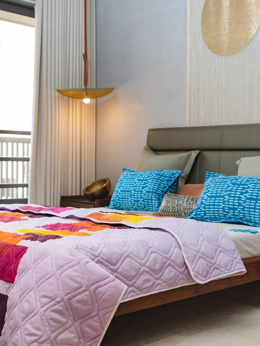 

URBAN SPACE Geometric Print Pure Cotton AC Room Double Bed Blanket, Purple