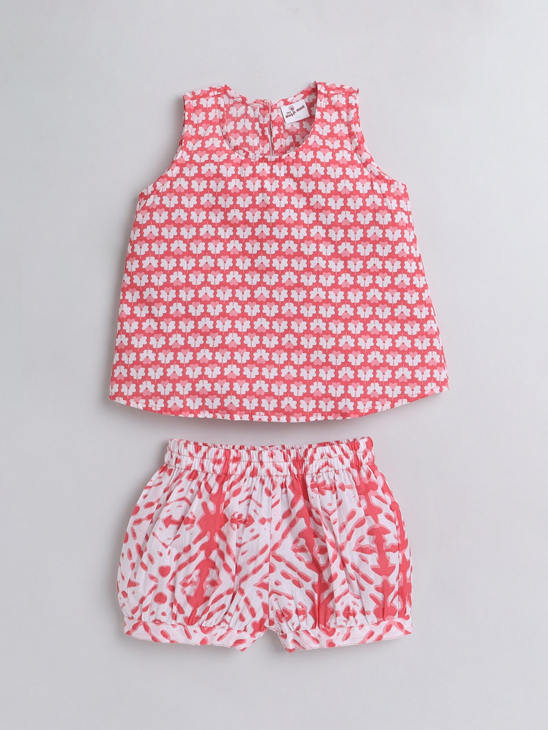 

The Magic Wand Girls Floral Printed Pure Cotton Night Suit, Peach