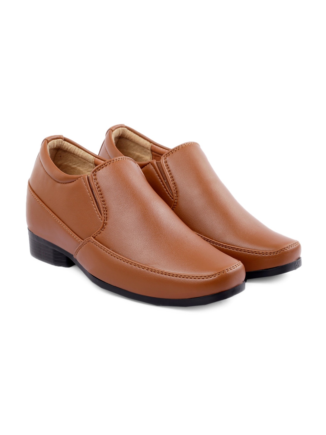 

Bxxy Men Textured Height Increasing Formal Slip-On Shoes, Tan