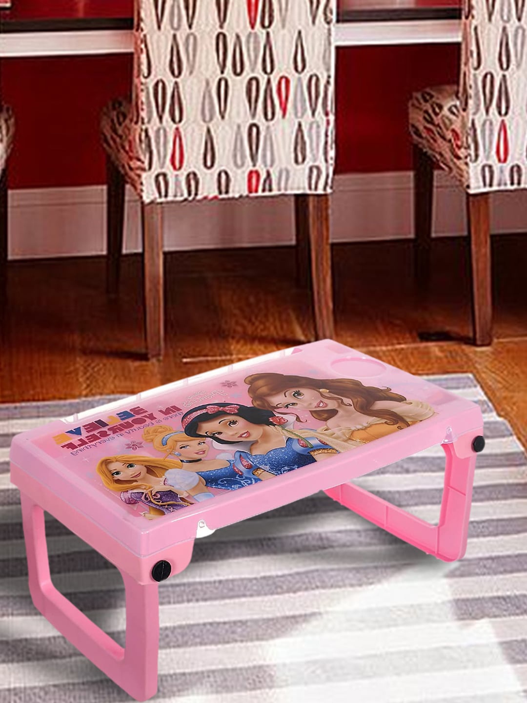 

Kuber Industries Pink & Blue Printed Laptop Table