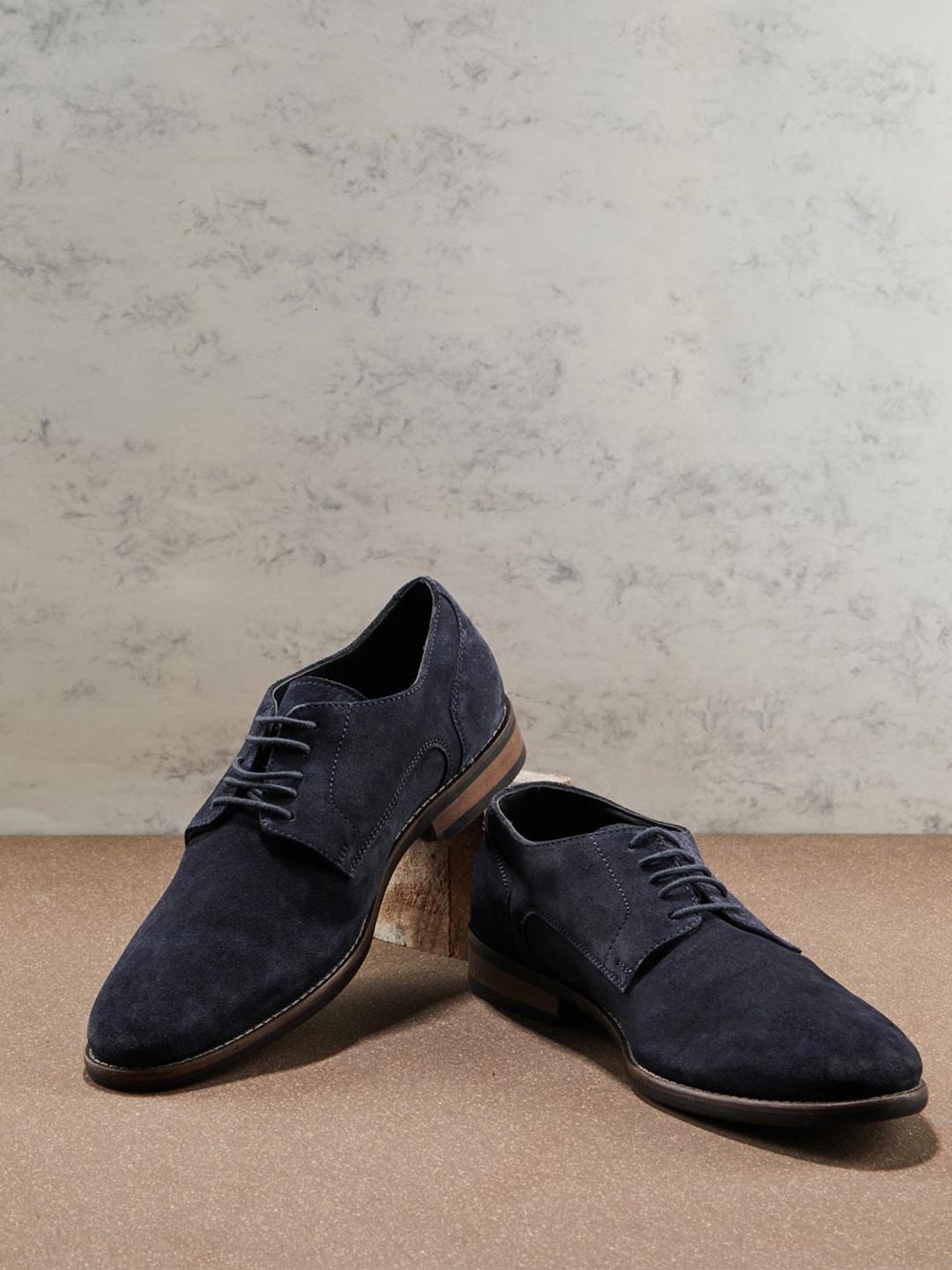 

Fabindia Men Comfort Insole Suede Leather Derbys, Navy blue