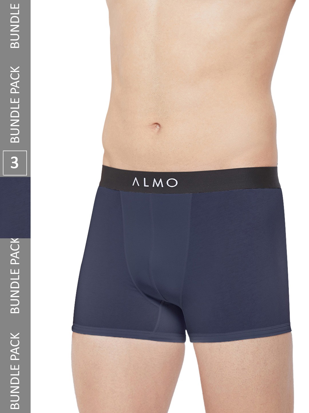 

Almo Wear Men Pack Of 3 4-Way Stretch Anti-Microbial Finish Trunks, Navy blue