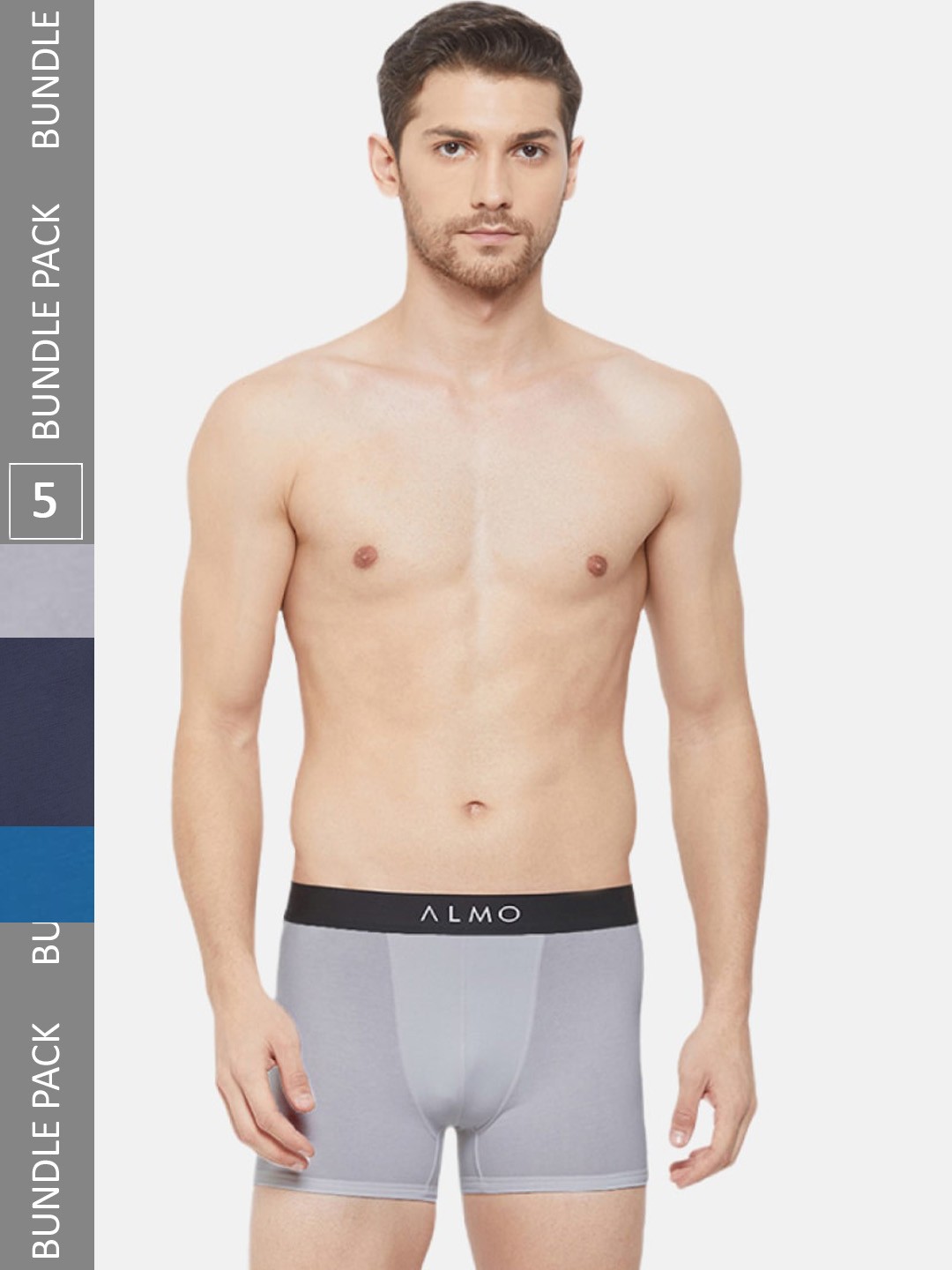 

Almo Wear Men Pack Of 5 4-Way Stretch Anti-Microbial Finish Trunks, Grey