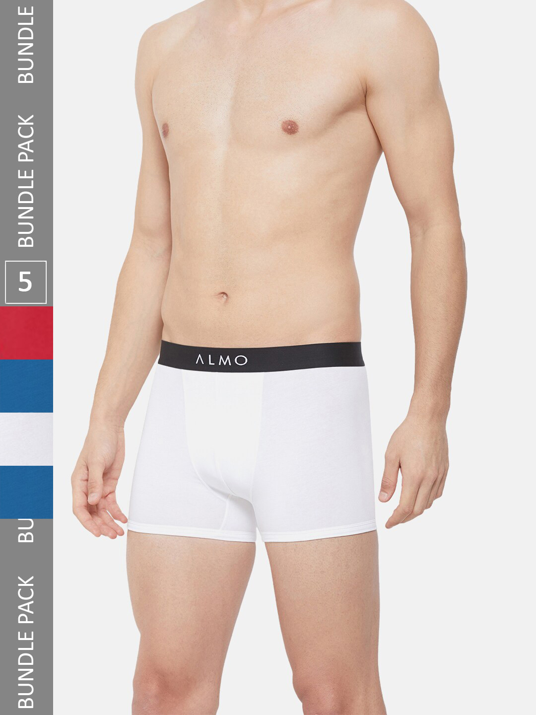 

Almo Wear Men Pack Of 5 4-Way Stretch Anti-Microbial Finish Trunks, White