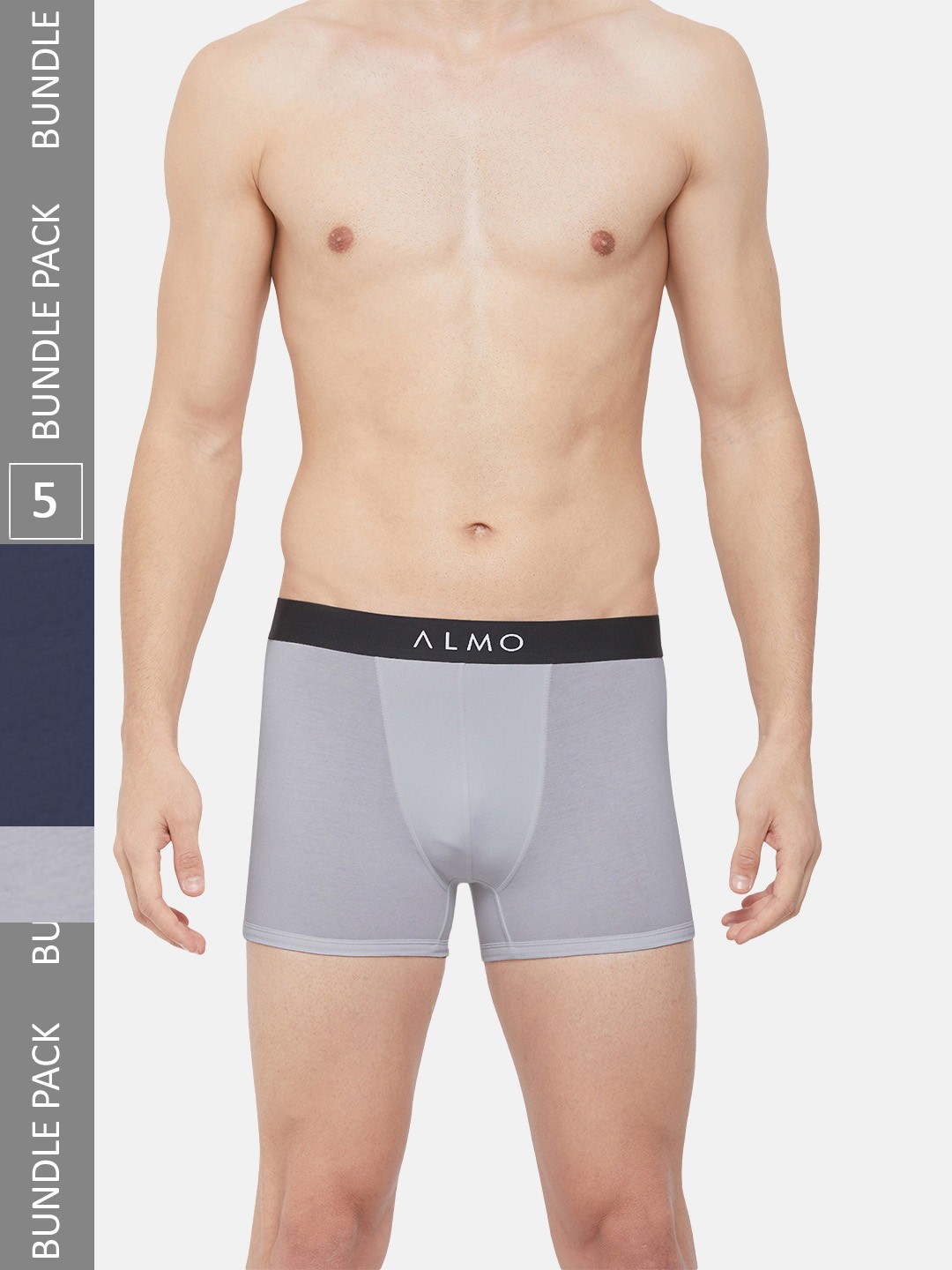 

Almo Wear Men Pack Of 5 4-Way Stretch Anti-Microbial Finish Trunks, Navy blue